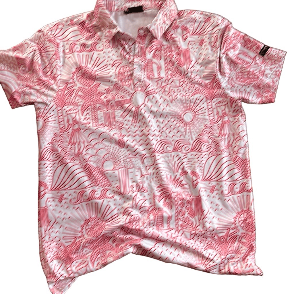 Yatta golf polo red and white print