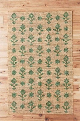 5x7 Kilim Jute Area Jute Rug Jute Cotton Rug Bohemian Rug Flower Pattern Boho De