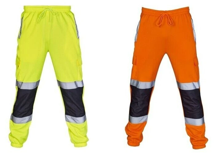 Hi Viz Vis Jogging Bottoms Safety Work EN ISO 20471 Certified Trousers Joggers
