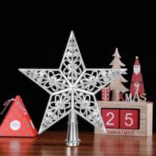 1/2 x Christmas Tree Topper Silver Hollow Xmas Tree Topper Ornaments Party Decor
