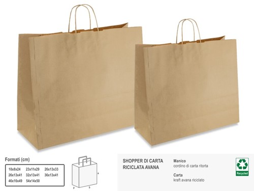 Borse Shopper di Carta Avana Riciclata - Buste e Sacchetti in carta  riciclata | eBay