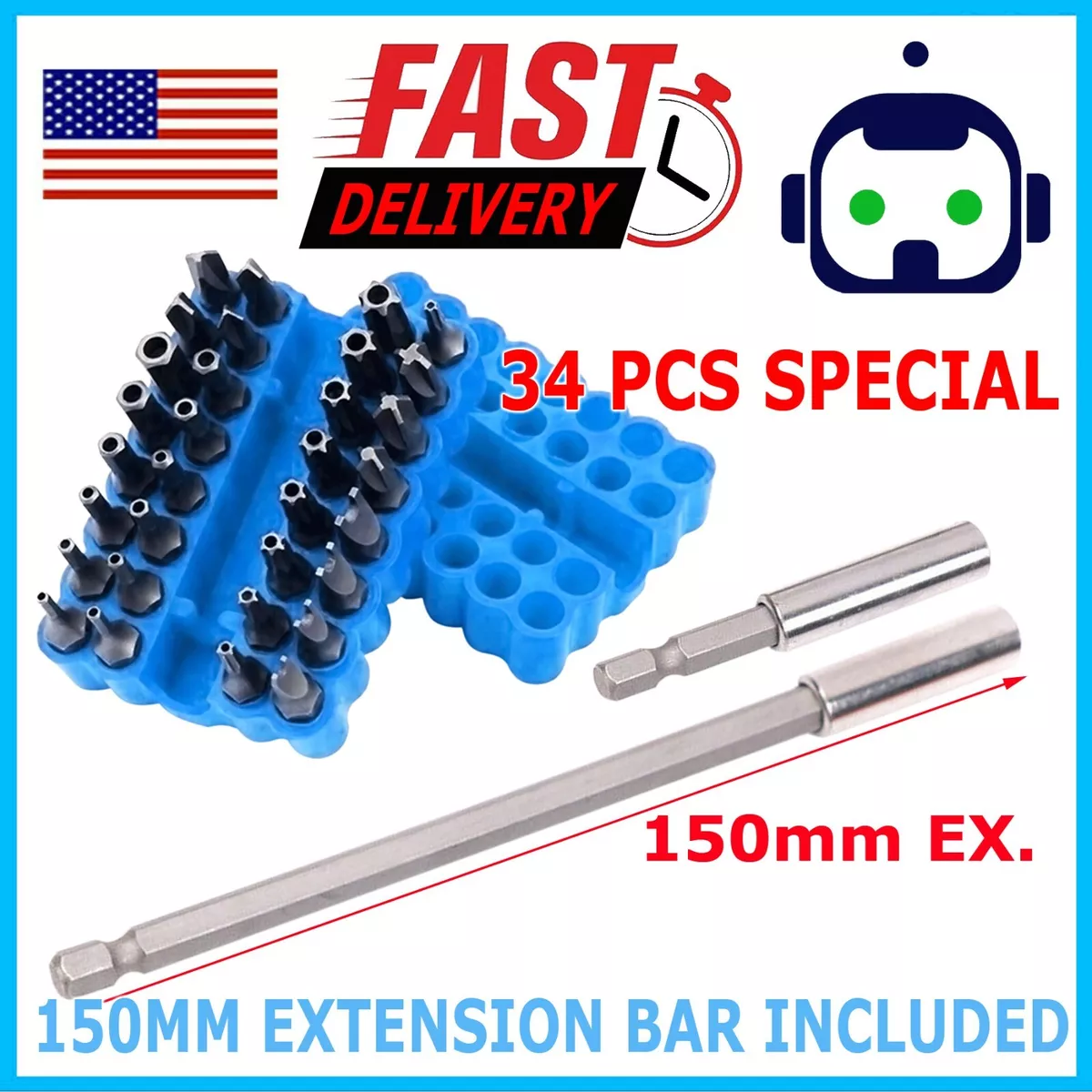 34 Torx Bit Set Tamper Proof Security Torq Hex Star Spanner Tri Wing Screwdriver