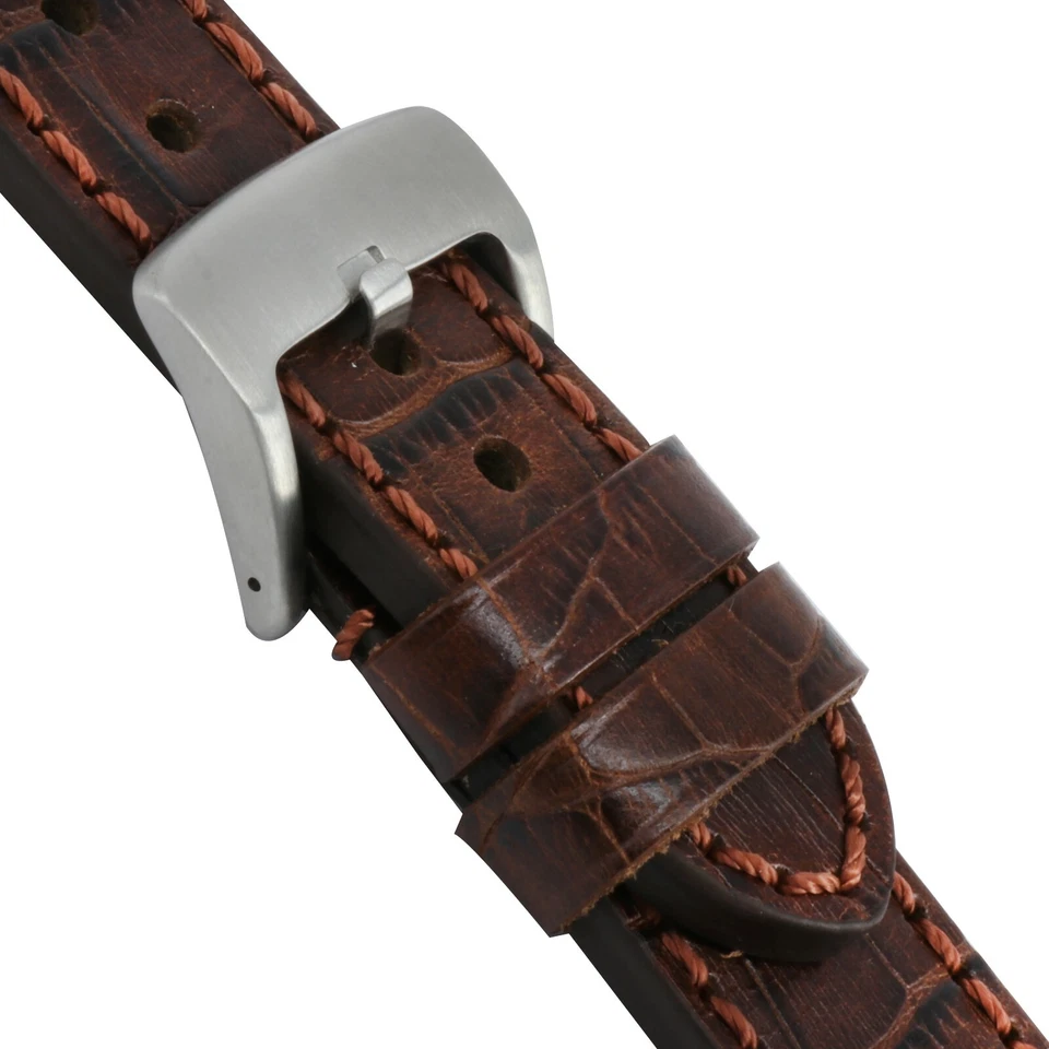 22mm Leather Strap Antique Brown Watch Band for INVICTA Heavy Duty Buckle Brown - Image 4 of 4