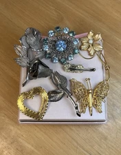 Lot Of 7 Vintage Brooches The Alice Caviness Sterling Silver is Worth $40 Alone