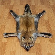 Alfombra de taxidermia de zorro cruzado siberiano montaje con cabeza - piel, piel, piel