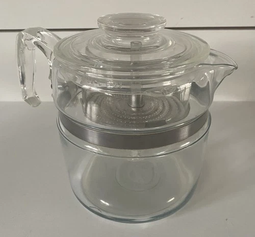 Vintage Pyrex Flameware Glass Percolator Coffee Pot 7756B 6 Cup