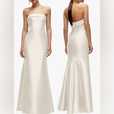 NEW Alfred Sung Strapless Ivory Satin Trumpet Gown SZ 6