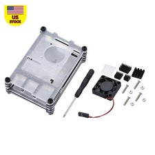 9 Layers Acrylic Transparent Case with Cooling Fan for Raspberry Pi 4B