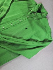 Ralph Lauren Blake Mens Silk Linen Long Sleeve Green Polo Pony Casual Shirt M