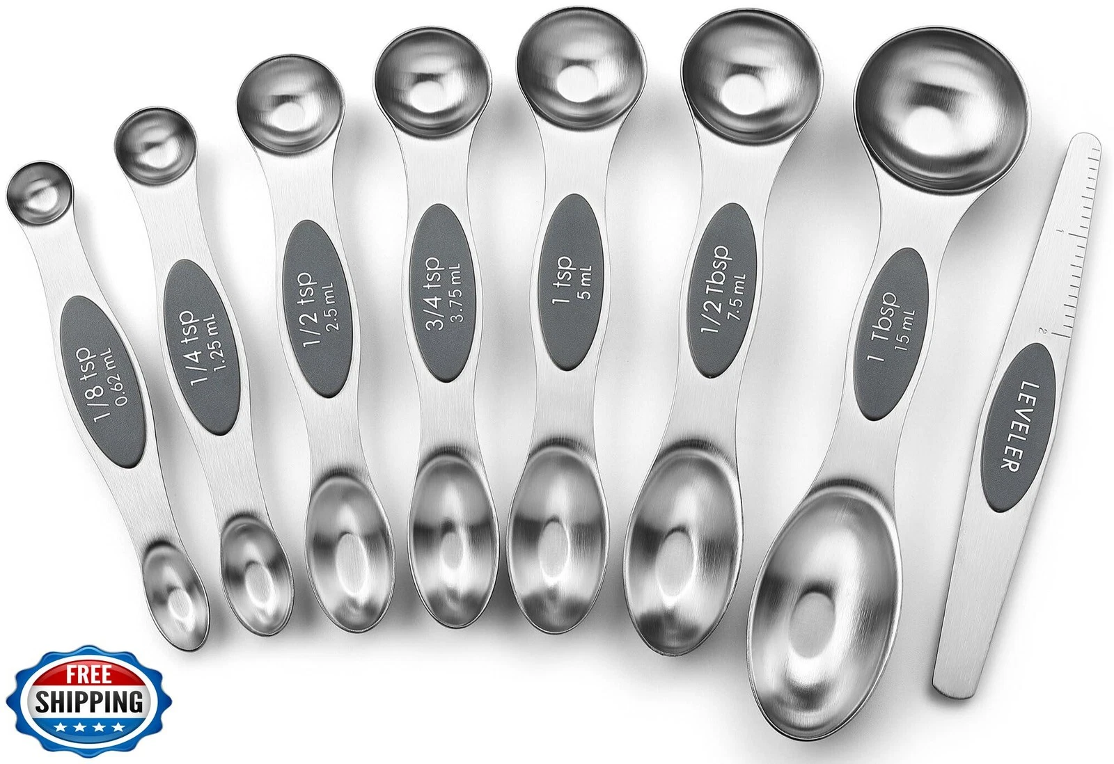 Spring Chef Stainless Steel Magnetic Measuring Spoons Set of 8 wi