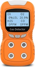 Portable Gas Detector, Gas Clip 4 Gas Monitor Meter Tester Analyzer, Rechargeabl