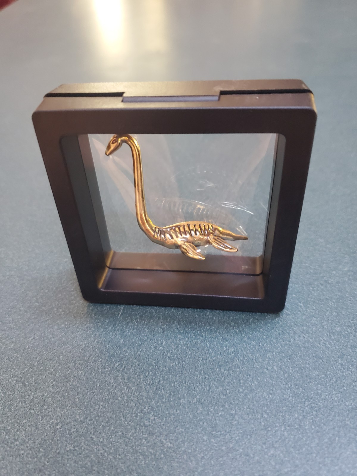Brass Cryptid ~  Loch Ness Monster ~In  2.5 X 2.5 Inch Floating Display Box~