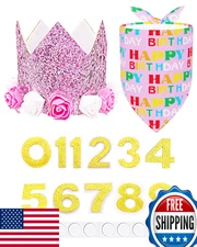 PET SHOW Pink Crown Hat Dog Birthday Party Supplies for Girls Female Pets Small