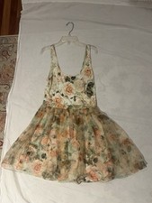 Alice+Olivia Chara Mixed Media Mini Dress Floral Pistachio NWT $495 MSRP