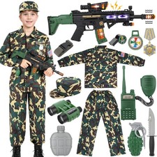 Army Costume For Boys Military Soldier Costume with Army Toys,Dress Up Boy Co...