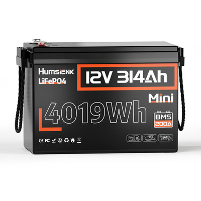 Humsienk 12V 314Ah Mini LiFePO4 Battery 4.19kWh 200A BMS RV Solar Panel Off Grid
