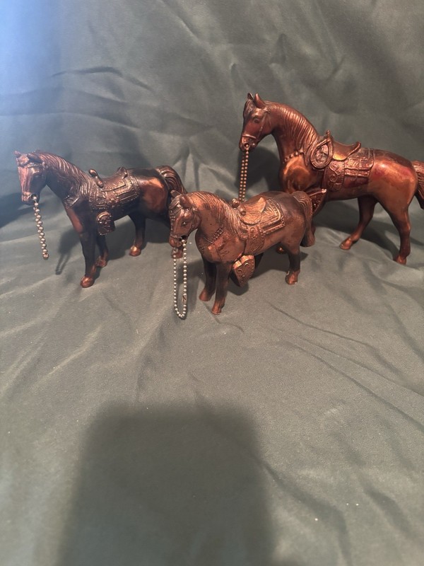 Copper Metal Horse Lot Vintage