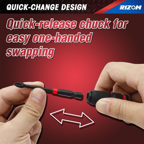3-Piece Quick Release Impact Bit Holders, 1/2 3/8 1/4-Inch Square Drive to 1/... - Picture 4 of 6