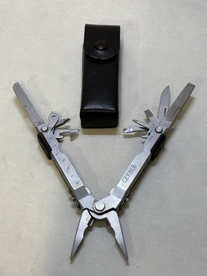 Vintage GERBER Blunt Nose Plier With LEATHER Sheath 9-way Multi-Tool USA