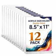 Amzlink 12-Pack Acrylic Sign Holder 8.5x11, Clear Tabletop Display Stand