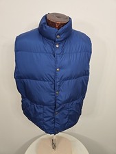Vintage LL Bean Mens Large Nylon Snap Front Goose Down Puffer Vest Blue