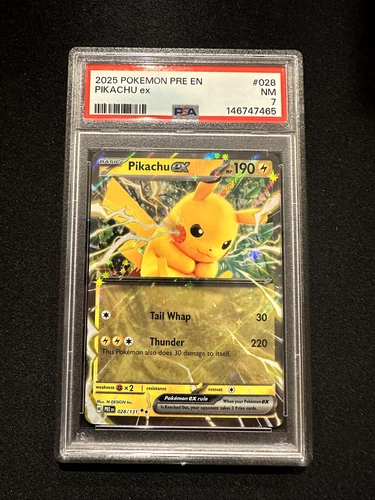Pikachu ex 028/131 Sv: Prismatic Evolutions Holo - PSA 7