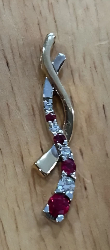 10k Two-Tone Journey Pendant With Round-Rubies And Round Natural Diamonds - Image 2 of 2