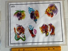 Vintage 1991 Spaulding Rogers Tattoo Flash Sheet D Series 26D Tigers