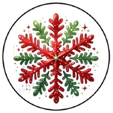 RED AND GREEN CHRISTMAS SNOWFLAKE ENVELOPE SEALS LABELS STICKERS PARTY FAVORS