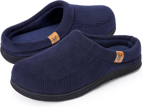 Men'S Moccasin Slippers Comfy Soft Durable Slip-On Indoor Memory Foam House Shoe