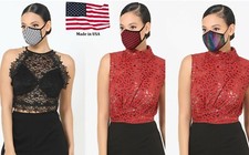 Face Mask Washable Checkered Multi Color Stripe Double Layer Made in USA