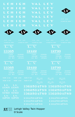 K4 O Scale Decals Lehigh Valley Twin Hopper Car White