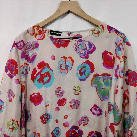 Blusa para mujer Emporio Armani estampado floral 100 % seda L multicolor festival artístico Foto 3 de 4