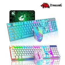 Wireless Gaming Keyboard and Mouse Rainbow LED Backlit Rechargeable