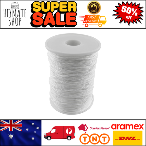 2mm Braided Blind Cord 50M - White Polyester Lift String for Shades ...