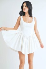 Boutique Klesis White Ruffle Corset Mini Tank Dress Medium New Spoiled Sweet