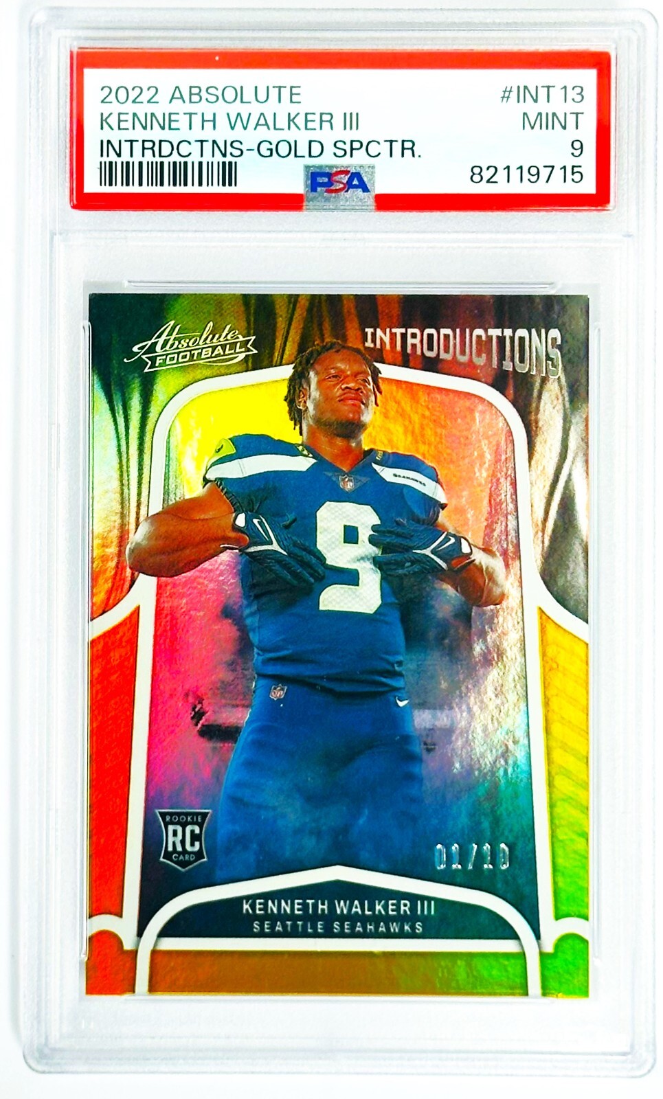 Kenneth Walker III Panini Absolute Introductions #INT13 Gold Spectrum