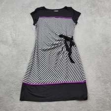 Shelby & Palmer Shirt Dress Womens Small Multicolor Side Tie Shift Cap Sleeve