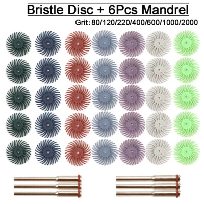 41pcs 25mm Radial Bristle Disc Set Abrasive Brush Kit Wheels For Rotary Tool