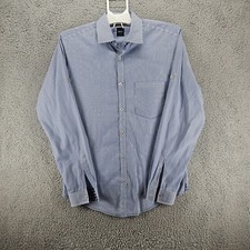 BOSS HUGO BOSS Slim Fit Button Front Long Sleeve Shirt Blue Striped Flip Cuff M