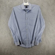 BOSS HUGO BOSS Slim Fit Button Front Long Sleeve Shirt Blue Striped Flip Cuff M
