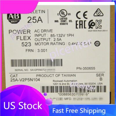 NEW AB 25A-V2P5N104 PowerFlex 523 AC Drive 120V AC 1PH 2.5A 0.5HP Fast Shipping
