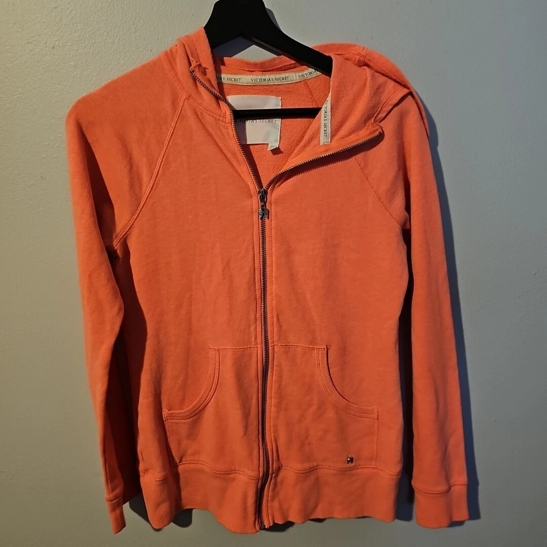 UNDERCOVER Felpa con cappuccio VICTORIA'S SECRET rosa logo cuore piccolo cerniera intera