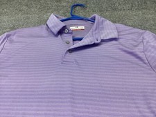 Grand Slam Polo Shirt Mens Large Purple Striped Short Sleeve Performance Golf
