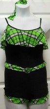 Shorty Unitard Plaid hotlime Black Girls ladies Jazz Acro Cami Style sparkle