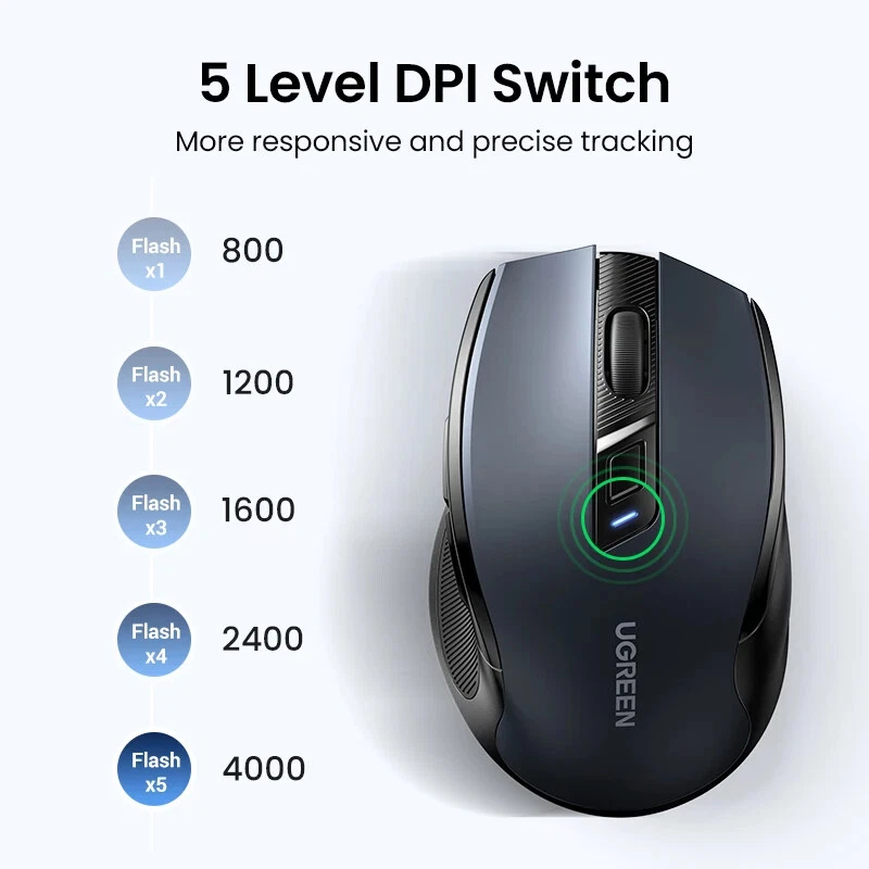 Wireless Mouse Bluetooth5.0 Mouse Ergonomic 4000DPI 6 Buttons Mouse For MacBook - Image 3 of 4