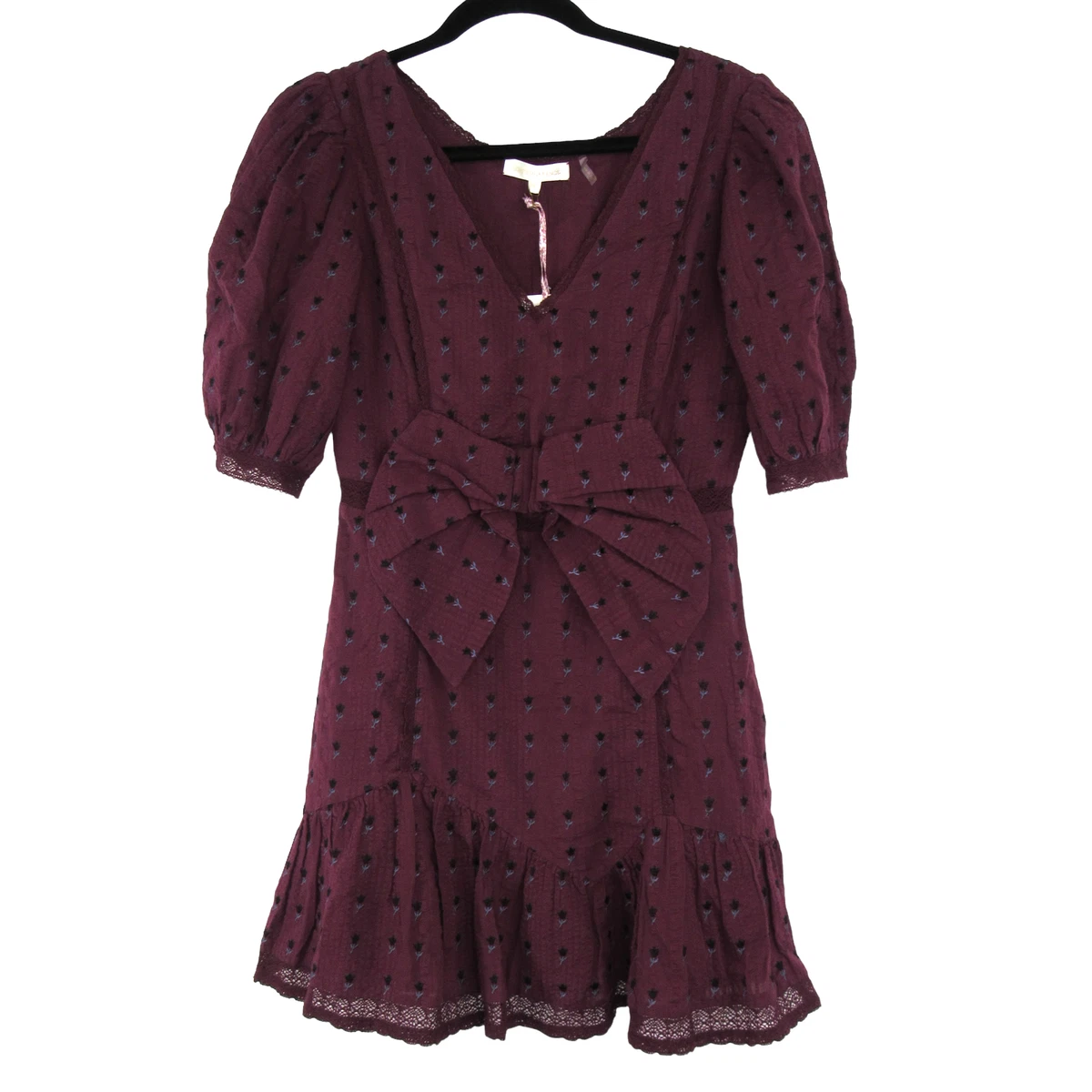 LoveShackFancy Women s Lena Dress in Spice Burgundy Sz S eBay