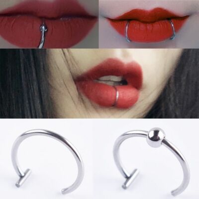 Women Lips Rings Nose Medical Titanium Steel Fake Septum Piercing Clip On  Mouth