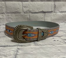 Nuovo Belt Women XS 18-20  Southwest Print Navajo Turquoise Blue Orange Aztec
