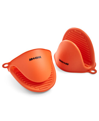 Art & Cook Silicone Oven Mitts, Set of 2, Orange